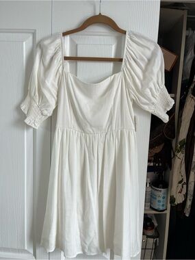 NWT Altered State White Puff-Sleeve Square Neck Dress